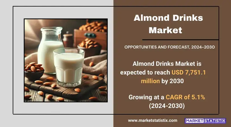 Glass of almond drink with almonds, a healthy plant-based beverage